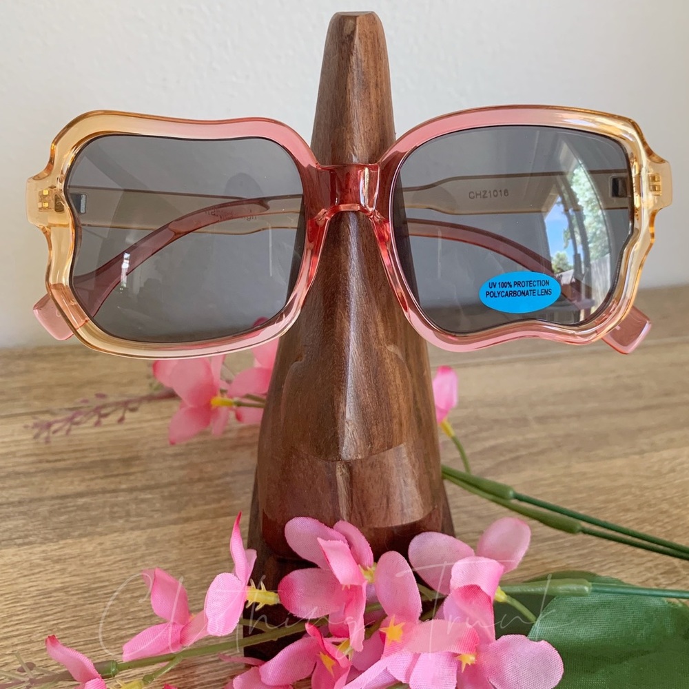 NWT Pink & Orange Squiggly Rim Sunglasses | UV400